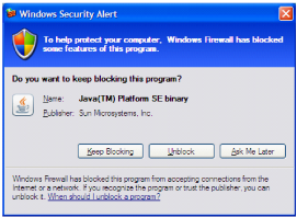 Windows firewall message example