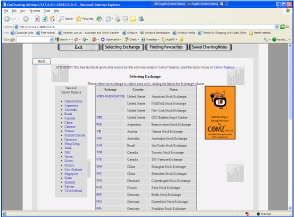Screen Shot of Selecting Exchange